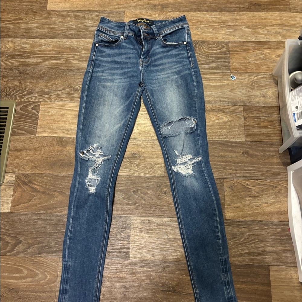 Indigo Rein Women's Blue Ripped Skinny Jeans